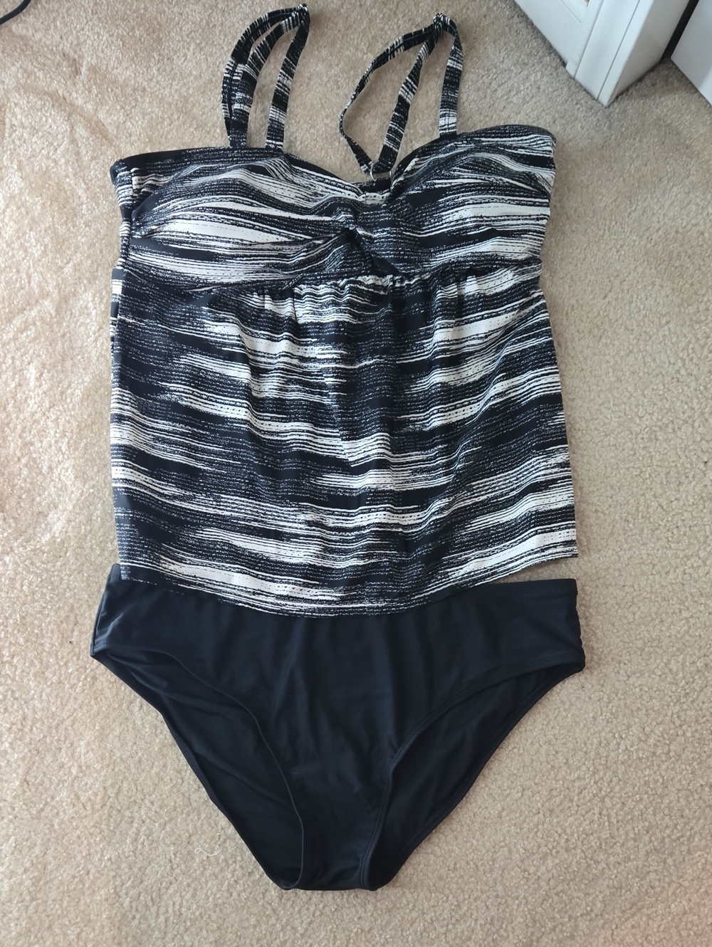 WORN ONCE Striped Black & White Tankini Set